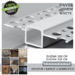 Aluminijumski profil za LED trake 3m – uski, ugradni za Rigips plafone