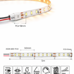 LED TRAKA 12V 6W/M 2300K AMBER IP20 (3528-60, 5M, 8MM)