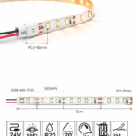 LED TRAKA 24V 6W/M 2300K AMBER IP20 (3528-60, 5M, 8MM)