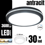 LED Plafonjera WASER 30W 3CCT IP65 3600lm antracit