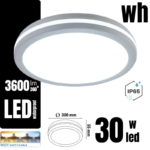 LED Plafonjera WASER 30W 3CCT IP65 3600lm bela