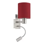 Zidna lampa PASTERI 94934 EGLO E27 Marsala sa LED čitačem
