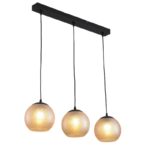 Visilica BELIZA-3L MEGGA – 3xE27, amber staklo, crna