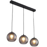 Visilica BELIZA LIGHT-3L MEGGA – 3xE27, sandy grey staklo, crna