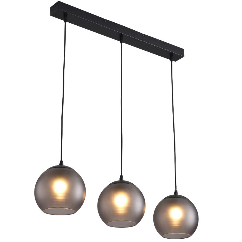769-014182 Visilica BELIZA LIGHT-3L MEGGA – 3xE27, sandy grey staklo, crna - Slika 1