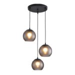 Visilica BELIZA LIGHT-3R MEGGA – 3xE27, sandy grey staklo, crna