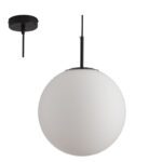 Visilica RONDO BK MEGGA – 1xE27, metal i mat belo staklo