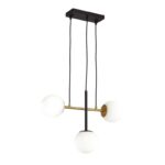 Visilica VEGA-3L MEGGA – 3xE27, metal i mat belo staklo, crno-zlatna