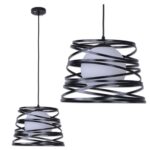Visilica SIDON crna MEGGA – 1xE27, metal i mat belo staklo