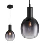 Visilica PACO B-1R MEGGA – 1xE27, metal i crno staklo