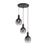 Visilica PACO B-3R MEGGA – 3xE27, metal i crno staklo