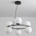 Visilica PEGAZ-6R BK MEGGA – 6xE27, metal i belo staklo