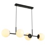 Visilica PEGAZ-4L BK MEGGA – 4xE27, metal i belo staklo