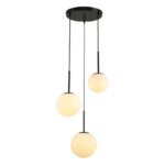 Visilica RONDO MEGGA – 3xE27, metal i mat belo staklo
