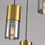 Visilica TRIX-3R MEGGA – 3xE27, zlatna + smoky, metal i staklo - Slika 2