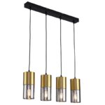 Visilica TRIX-4L MEGGA – 4xE27, zlatna + smoky, metal i staklo