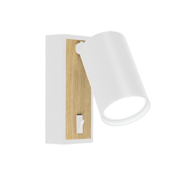 817-014288 Zidna lampa BOXER MEGGA sa prekidačem – 1xGU10, bela + drvo - Slika 1