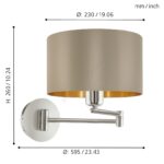 Zidna lampa MASERLO 95055 EGLO – 1xE27, taupe/zlatna - Slika 3