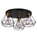 Plafonska lampa CAGE-3P Vintage – 3xE27, crna + zlatna