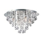 Kristalna plafonska lampa RING-5R – Ø46 cm, 5xE14, akrilni kristali