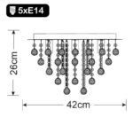 Kristalna plafonska lampa EDGES – 42x42 cm, 5xE14, akrilni kristali - Slika 2
