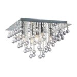 Kristalna plafonska lampa EDGES – 42x42 cm, 5xE14, akrilni kristali