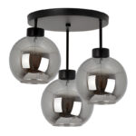 Plafonska lampa GLORY-3R – 3xE27, metal/staklo, crna + tamni hrom