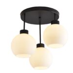 Plafonska lampa GABI-3R – 3xE27, metal/staklo, crna + bela