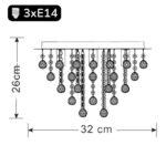 Kristalna plafonska lampa EDGES – 32x32 cm, 3xE14, akrilni kristali - Slika 2