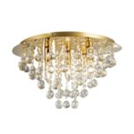 Kristalna plafonska lampa RING-5 – Ø46 cm, 5xE14, zlatna + akrilni kristali