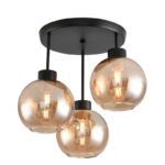 Plafonska lampa PRETO-3R – 3xE27, metal/staklo, crna + amber - Slika 2