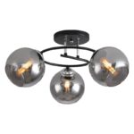 Plafonska lampa PIER-3 – 3xE27, crna + smoke staklo