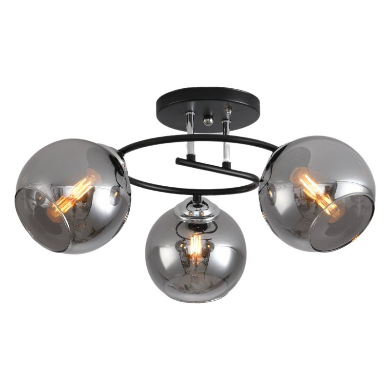 483-003245 Plafonska lampa PIER-3 – 3xE27, crna + smoke staklo - Slika 1