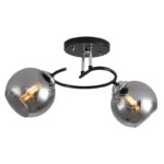 Plafonska lampa PIER-2 – 2xE27, crna + hrom / smoke staklo