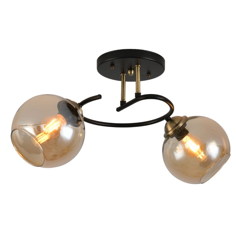 492-001780-(1) Plafonska lampa PIER-2 – 2xE27, crna + amber staklo - Slika 1