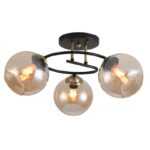 Plafonska lampa PIER-3L – 3xE27, crna + amber staklo