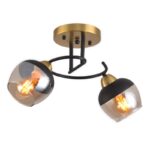Plafonska lampa PIER-2L – 2xE27, zlatna + crna / amber staklo