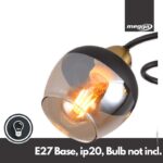 Plafonska lampa PIER-3L – 3xE27, mesing + crna / amber staklo - Slika 2