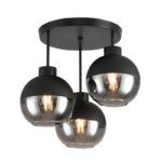 Plafonska lampa MIKA-3R – 3xE27, metal/staklo, crna + ogledalo staklo