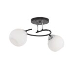 Plafonska lampa PIER-2 – 2xE27, crna + hrom / belo staklo