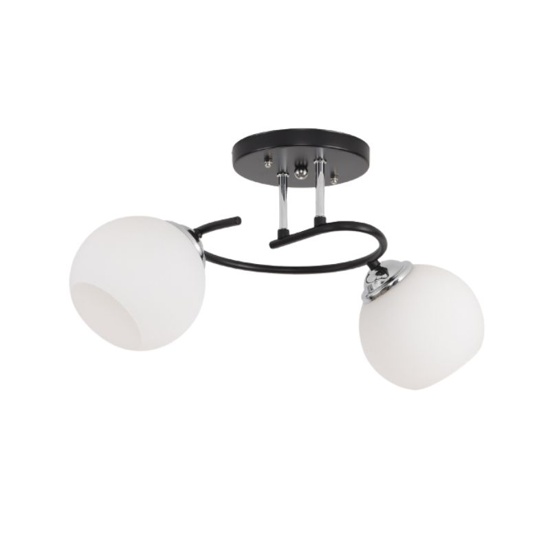 687-014019 Plafonska lampa PIER-2 – 2xE27, crna + hrom / belo staklo - Slika 1