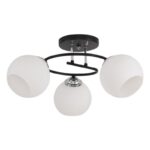 Plafonska lampa PIER-3 – 3xE27, crna + hrom / belo staklo