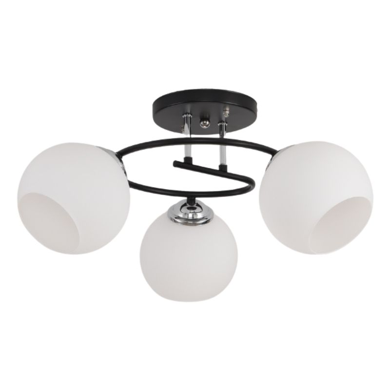 698-014020 Plafonska lampa PIER-3 – 3xE27, crna + hrom / belo staklo - Slika 1