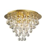 Kristalna plafonska lampa RING-3 – Ø38 cm, 3xE14, zlatna + akrilni kristali