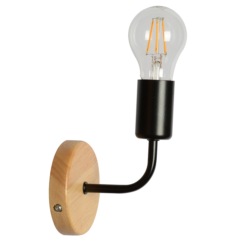 136-11727-800x800 Vintage zidna lampa BARIO-1R – 1xE27 crna/svetlo drvo - Slika 1