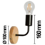 Vintage zidna lampa BARIO-1R – 1xE27 crna/svetlo drvo - Slika 2