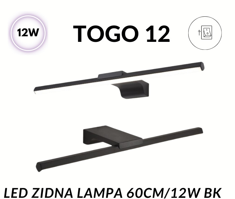 215-2-013095 LED lampa za slike i ogledala TOGO-12 – 12W crna sa prekidačem - Slika 1
