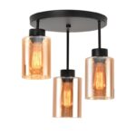 Luster plafonjera BILI AMBER-3R – 3xE27 crna/amber