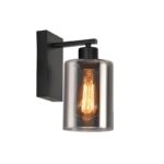 Zidna lampa BILI SMOKE-1R – 1xE27 crna/smoke staklo