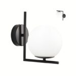 Zidna lampa VEGA BK-1R – 1xE27 crna/belo staklo